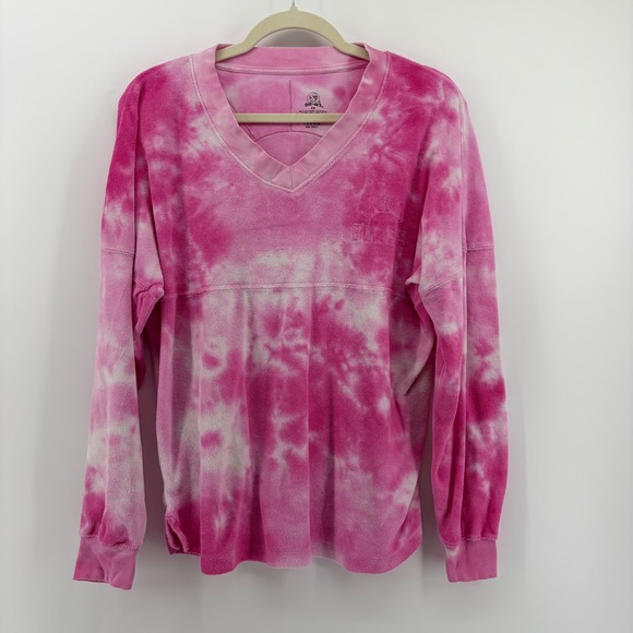 Bucees Tops - Bucees‎ Pink Tie Dye Spirit Jersey Sweatshirt XS Long Sleeve V Neck Cotton Blend